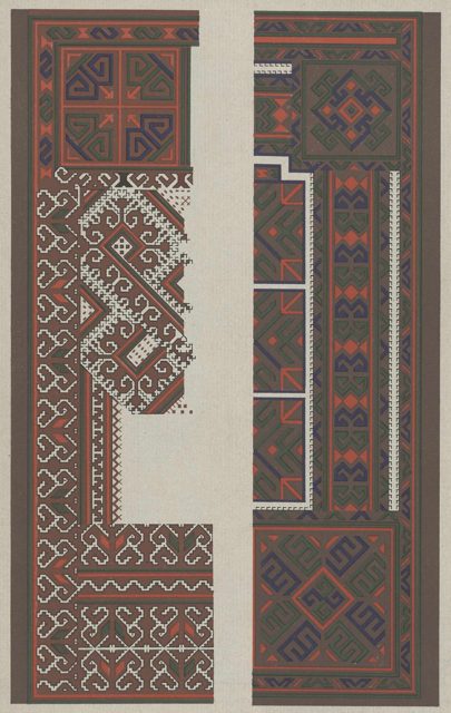 Вышивка на головных уборах. Рисунок Агатона Рейнхольма 1884 года.